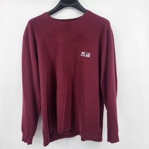 Polo Ralph Lauren Mens 2XL XXL Burgundy Waffle Knit Long Sleeve Sleepwear Top